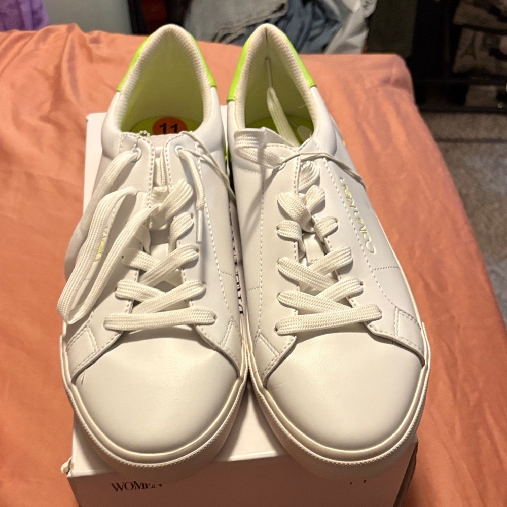 Calvin Klein Women's White and Green Sneakers